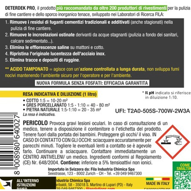 Vendita online Pulitore disincrostante concentrato 1 L - Deterdek Pro